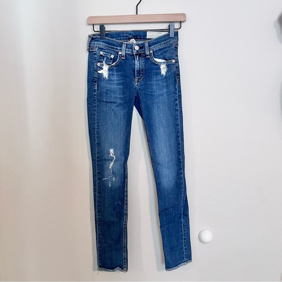 rag & bone Denim - Rag & Bone Women's Distressed Skinny Jean Size 24 Blue Pockets Classic